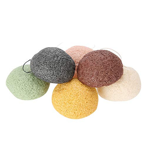 Facial Cleansing Sponge Set, 6PCS Facial Care Body Sponges 100% Konjac Wash Face Flutter Natural Tools(02#Round)