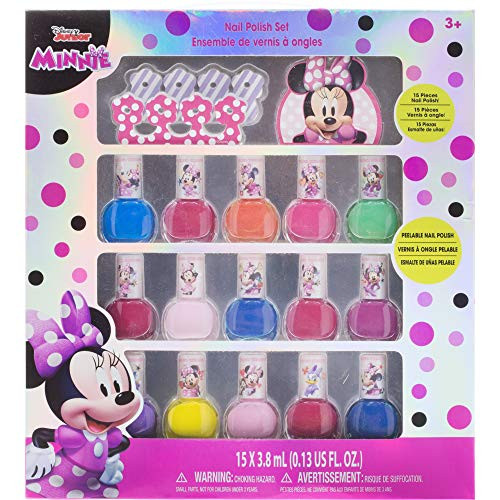 Townley Girl Disney Minnie Mouse Non-Toxic Peel-Off Nail Polish Set for Girls, Glittery and Opaque Colors, Ages 3+ - 15 Pack Townley Girl Disney Minnie Mouse Non-Toxic Peel-Off Nail Polish Set for Girls, Glittery and Opaque Colors, Ages 3+ - 15 Pack