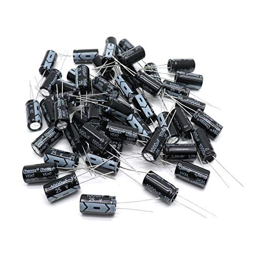 Yootop 50 Pcs 25V 1000UF Radial Electrolytic Capacitors 105C 10x20mm