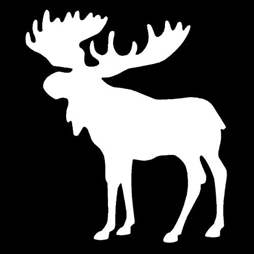 LLI Moose Silhouette | Decal Vinyl Sticker | Cars Trucks Vans Walls Laptop | White | 5.5 x 4.8 in | LLI1309