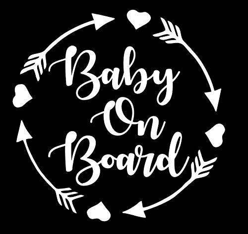 LLI Baby On Board Arrow Circle | Decal Vinyl Sticker | Cars Trucks Vans Walls Laptop | White | 5.5 x 5.4 in | LLI1453