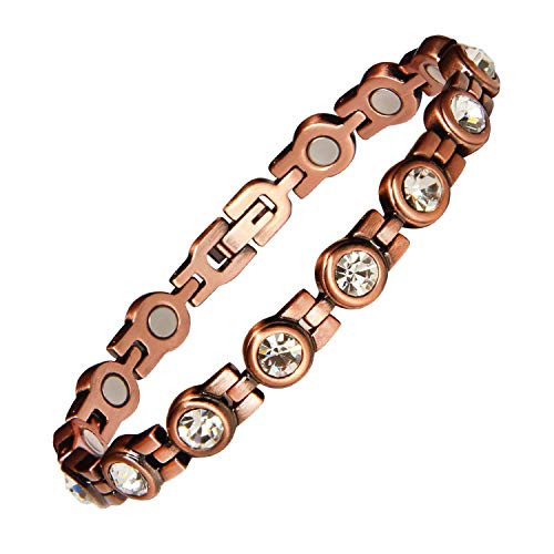 Copper Bracelet for Women Crystal Magnetic Bracelet Pain Relief for Arthritis and Carpal Tunnel Migraines Tennis Elbow