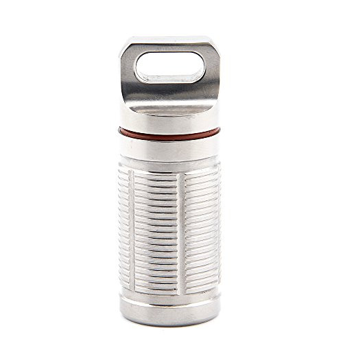Tiartisan Portable Titanium Pill Box Case Waterproof Battery Storage Ultralight Titanium Container (Silver)