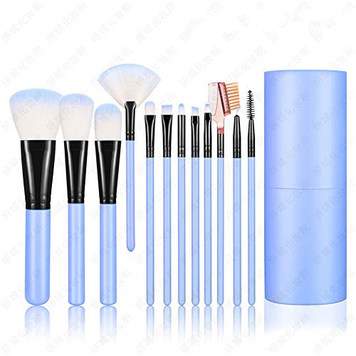 Shiratori Makeup Brush Set with Holder 12Pcs Makeup Brushes Premium Synthetic Foundation Brush Blending Face Powder Blush Concealers Eyeshadow Make Up Brushes Kit - Blue