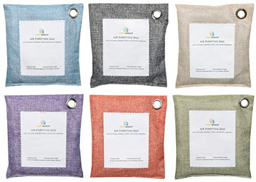 Activated Charcoal Air Purifying, Freshener, and Deodorizer Bags - 6 Pack of 100% Coconut-Shell Carbon - Unscented Odor Absorbent, Eliminators, Neutralizer for Kitchen, Closet, Bathroom