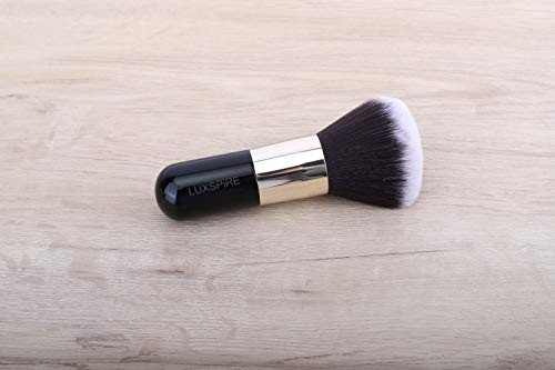 Luxspire Powder Makeup Brush, Flat Kabuki Brush, Single Large Blush Brush Soft Face Mineral Powder Foundation Brush Face Brush for Blending Makeup, Gold & Black