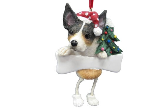 Rat Terrier Ornament with Unique "Dangling Legs" Hand Painted and Easily Personalized Christmas Ornament
