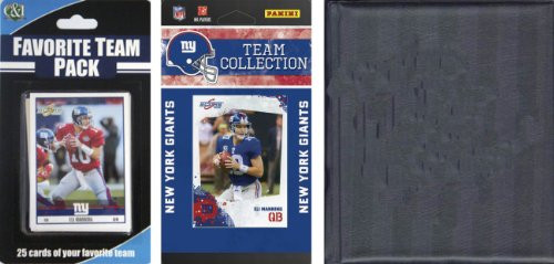 NFL New York Giants Licensed 2010 Score Team Set and Favorite Player Trading Card Pack Plus Storage Album