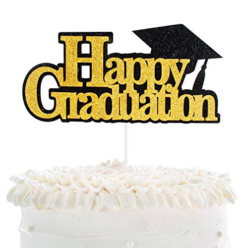 Happy Graduation Cake Topper - Class Of 2020 Celebrate Grad Glod Glitter Grad Cap Cake Décor - Congrats Graduate Master Ph.D College Graduate Party Decoration Happy Graduation Cake Topper - Class Of 2020 Celebrate Grad Glod Glitter Grad Cap Cake Décor - Congrats Graduate Master Ph.D College Graduate Party Decoration