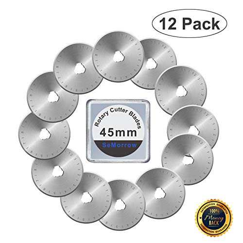 Rotary Cutter Blades 45mm Replacement for OLFA,Fiskars Quilting Rotary Blades 12 Pack