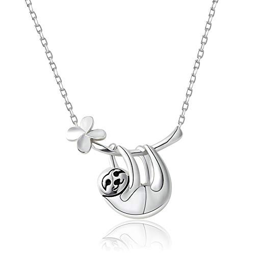 DaveandAthena 925 Sterling Silver Sloth Charm Necklace Cute Animal Pendant Necklace for Women Girls DaveandAthena 925 Sterling Silver Sloth Charm Necklace Cute Animal Pendant Necklace for Women Girls