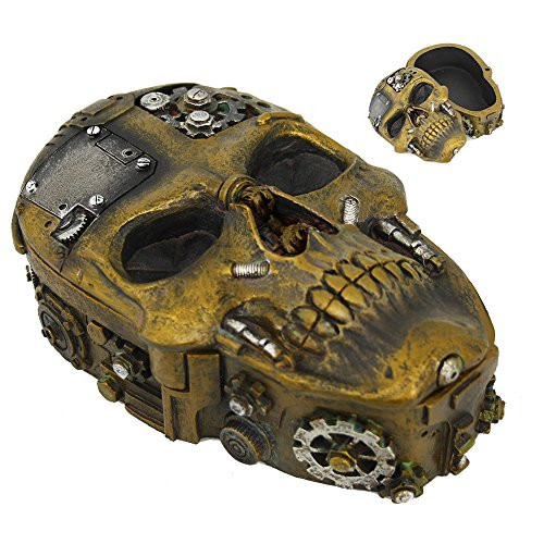 Pacific Giftware Steampunk Inspired Skull with Nuts and Bolts Lidded Trinket Box Tabletop Decor