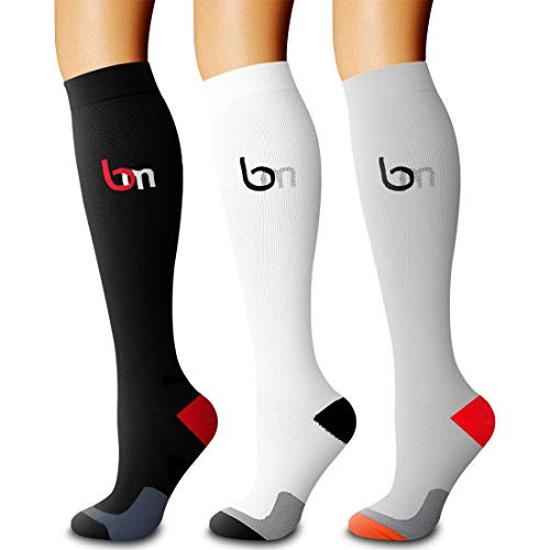 Compression Socks,(3 Pairs) Compression Sock Women and Men Best Running, Athletic Sports, Crossfit, Flight Travel