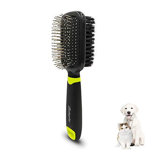 FASTINGDOG Dog Grooming Slicker Brush, Cat Dog Grooming Slicker Massage Brushes, Soft Bristle Bath Brush for Cats, Double-Sided Spring Comb Shedding Grooming Tools (Double Sided)
