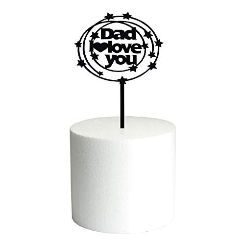 Dad I Love You Happy Father's day Birthday Acrylic Decoration Cake Topper (Black)