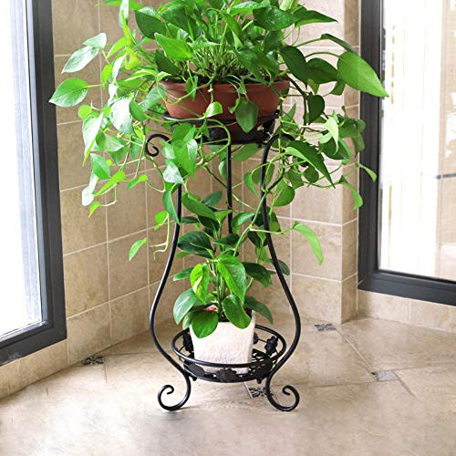 Wrought Iron Plant Stands Indoor Outdoor,Metal Tall Plant Stand Iron Flower Stand,Flower Pot Holder Flower Pot Stand Flower Pot Supporting,Plant Holders Plant Rack Potted Plant Stand(Black,31.5in)