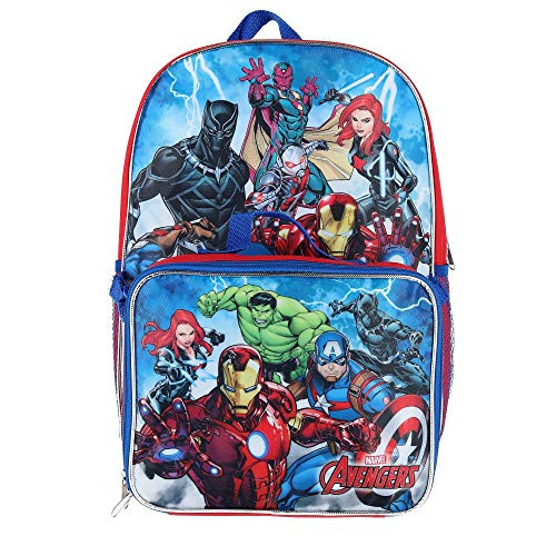 Marvel Avengers 16" Backpack With Detachable Matching Lunch Box Featuring Ant-Man, Black Panther and Other Super Heros