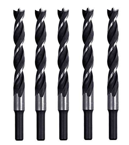 Max-Craft 3/8 Inch 5 Pcs Brad Point Wood Drill Bit Brad and Spur Point Wood Drills with Special Brad-Point tip Drilling For Hardwood or Softwood (5, 3/8)