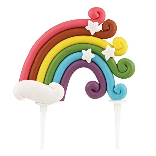 Ercadio Colorful Rainbow Cake Topper 3D Soft Pottery Baby Shower Cake Picks Boys Girls Rainbow Theme Birthday Party Wedding Cake Decorations Supplies