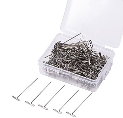 100Pcs 2 Inch Steel Wig T-pins with Plastic Box for Holding Wigs and Hair Extensions on Wig Head or Crafts Projects
