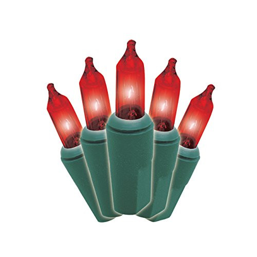 Brite Star 100 Count Mini String to String Lights, Green Wire, Red