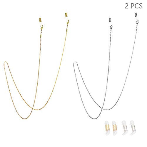 Jurxy 2PCS Eyeglass Chain Sunglass Strap Holder Reading Glass Cords Lanyard Necklace Chain Eyewear Retainer Chain Metal Beaded Eyeglasses Long Necklace Fashion Accessories Gold and Silver Jurxy 2PCS Eyeglass Chain Sunglass Strap Holder Reading Glass Cords Lanyard Necklace Chain Eyewear Retainer Chain Metal Beaded Eyeglasses Long Necklace Fashion Accessories Gold and Silver