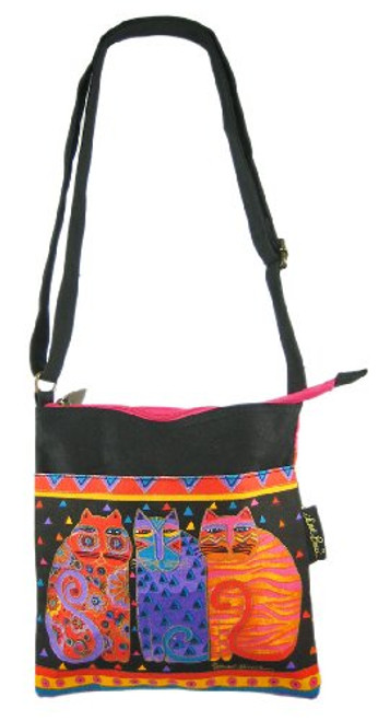 Laurel Burch Crossbody Purse Zipper Top, 10 by 10-Inch, Feline Friends Laurel Burch Crossbody Purse Zipper Top, 10 by 10-Inch, Feline Friends