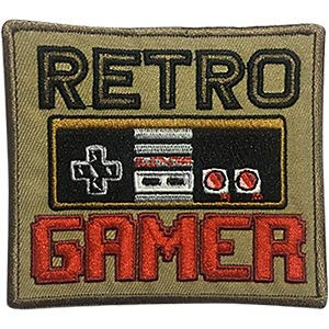 Video Games Retro Gamer - Sew Iron on, Embroidered Original Artwork - Patch - 3.3" X 3.7"