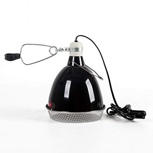 Oiibo Deep Dome Lamp Fixture, 8.5 Inch Reptile Light Fixture with Optical Reflection Cover Anti-scalding Cover and Spring Clip, for Reptile Glass Terrariums
