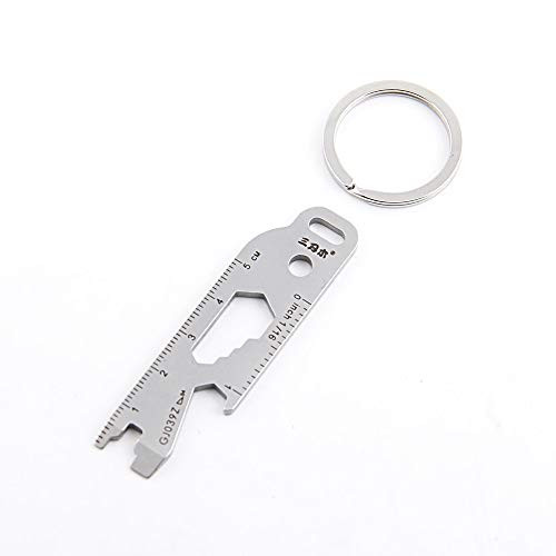 Sanrenmu Multi-tool Keychain with Functions of Wrench Ruler Bottle Opener Screwdriver for Outdoor Camping Hiking