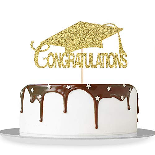 Gold Glitter Congratulations Cake Topper Congrats Grad Class of 2019 2020 College Grad High School - MBA 2020 Graduation Party Decorations