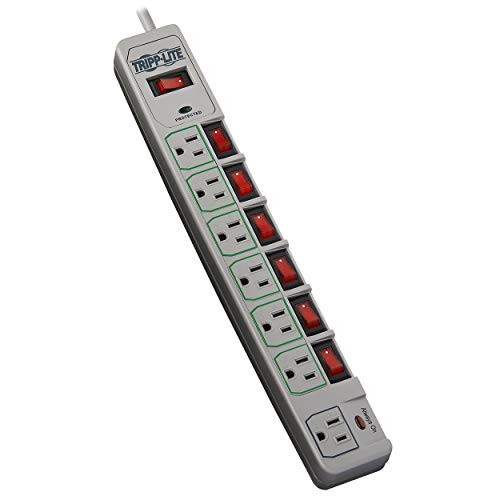 Tripp Lite TLP76MSG 7 Outlet (6 Individually Controlled) Surge Protector Power Strip, 6ft Cord, Lifetime Limited Warranty & Dollar 25K Insurance Tripp Lite TLP76MSG 7 Outlet (6 Individually Controlled) Surge Protector Power Strip, 6ft Cord, Lifetime Limited Warranty & Dollar 25K Insurance