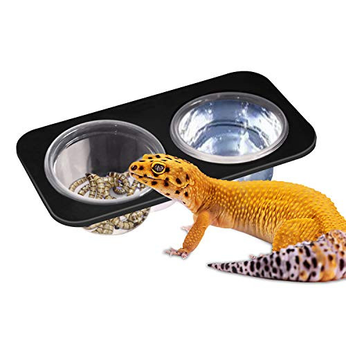 2 Bowls Gecko Feeding Ledge, Reptile Suction Cup Food Dish for Snakes Lizards Spiders Chameleons Corn Snakes Iguanas Reptiles 2 Bowls Gecko Feeding Ledge, Reptile Suction Cup Food Dish for Snakes Lizards Spiders Chameleons Corn Snakes Iguanas Reptiles