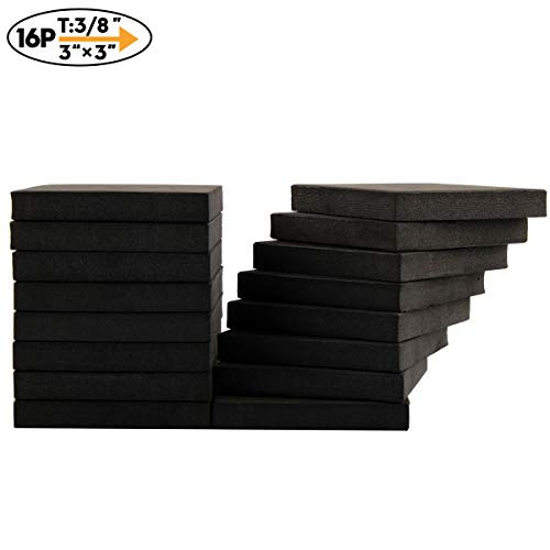 Lightweight and Versatile Neoprene Foam Rubber pad, Acoustic Foam, Anti Vibration Acoustic Pads, Foam Pad, Perfect Anti Vibration pad for Washing Machines, 3 in x 3 in x 3/8 in (16 Pack)