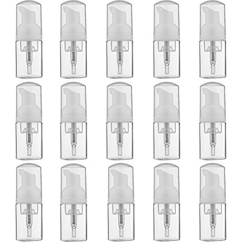 Longway Plastic Travel Foaming Soap Dispenser | Mini Empty Foaming Liquid Soap Pump Bottles - for Refillable Castile Soap Dispenser - BPA Free (Pack of 15)