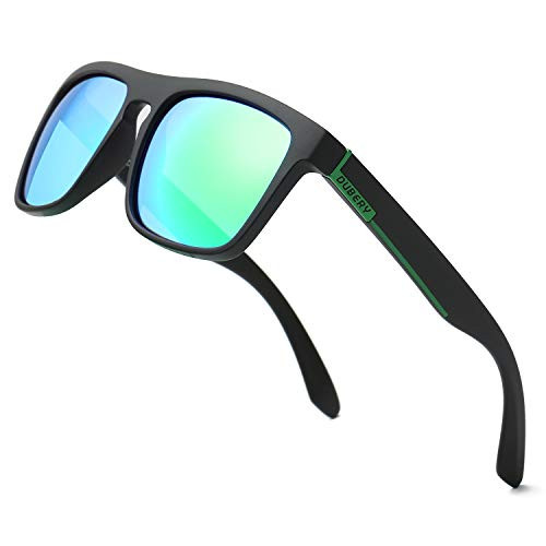 DUBERY Classic Polarized Sunglasses for Men Women Retro 100% UV Protection Driving Sun Glasses D731,Black/Green