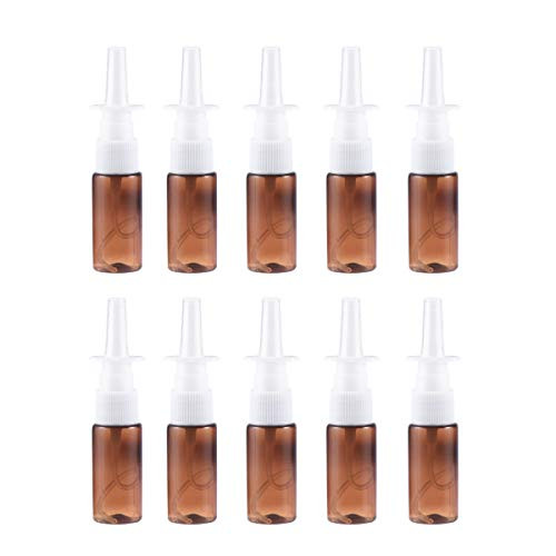 Artibetter Empty Nasal Spray Bottle Amber Glass Fine Mist Sprayers Refillable Container for Essential Oils Aromatherapy Perfume 15ml 10pcs