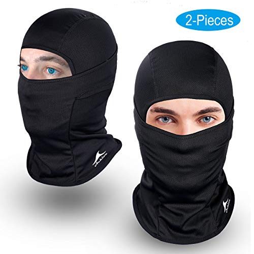 Achiou Balaclava Face Mask UV Protection for Men Women Ski Sun Hood Tactical Masks (Black, 2)