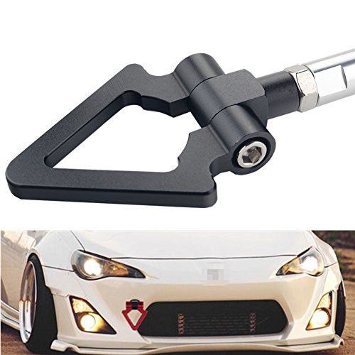 DEWHEL JDM Racing Aluminum Fashion Triangle Tow Hook Front for Scion FR-S BRZ Impreza WRX Sti Toyota 86 (Black)