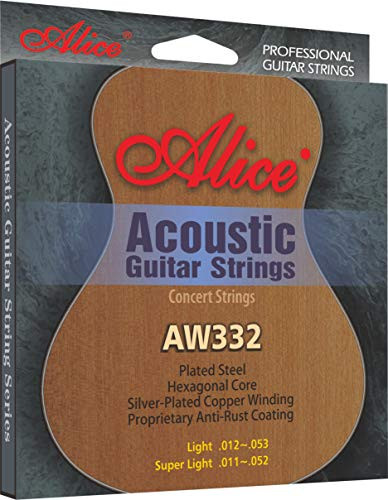 Alice AW332-L Acoustic Guitar Strings,6 Strings/Set,Light.012-.053,Anti-Rust Coating