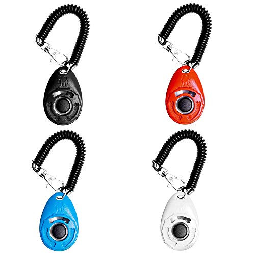 GLE2016 Colorful Pet Dog Training Clicker, Pet Training Clicker Button Clicker with Wrist Strap,Train Dog, Cat, Horse, Pets for Clicker Training (Oval Training Clickers, 4 PCS)