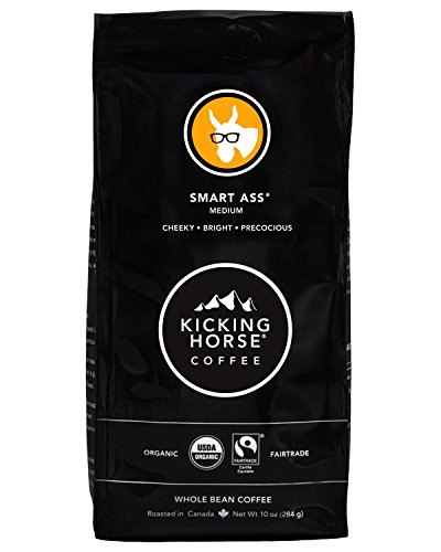 Kicking Horse Coffee, Smart Ass, Medium Roast, Whole Bean, 10 oz - Certified Organic, Fairtrade, Kosher Coffee