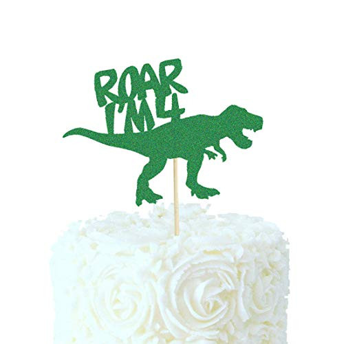 HEETON Roar I'm 4 Cake Topper Dinosaur Four Birthday Jurassic Park T-Rex 4th Birthday Boy Party Supplies Decorations HEETON Roar I'm 4 Cake Topper Dinosaur Four Birthday Jurassic Park T-Rex 4th Birthday Boy Party Supplies Decorations