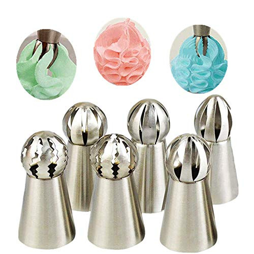 Russian Piping Tips Set, Adv-one Cake Decorating Supplies - 6 Pcs Icing Nozzles Piping tips Russian Ball Piping Tips for Cake, Muffins and Ice Cream Decorating Icing Piping Russian Piping Tips Set, Adv-one Cake Decorating Supplies - 6 Pcs Icing Nozzles Piping tips Russian Ball Piping Tips for Cake, Muffins and Ice Cream Decorating Icing Piping