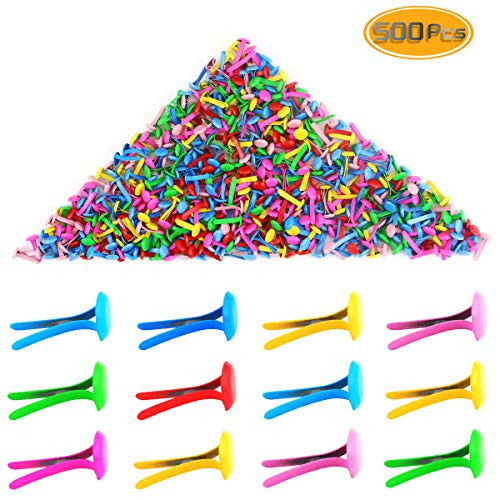 Yexpress 500 Pieces 6 x 13mm Assorted Bright Color Mini Brads Round Paper Fasteners Brass Pastel Metal Brads for Scrapbooking Crafts DIY Paper