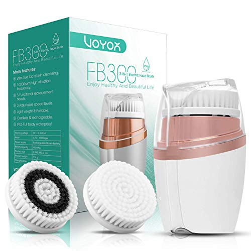 VOYOR Facial Cleansing Brush Rechargeable Sonic Face Brush Waterproof Face Cleansing Brush 3-IN-1 Set for Deep Skin Cleaning, Gentle Exfoliating and Blackhead Removing FB300 VOYOR Facial Cleansing Brush Rechargeable Sonic Face Brush Waterproof Face Cleansing Brush 3-IN-1 Set for Deep Skin Cleaning, Gentle Exfoliating and Blackhead Removing FB300