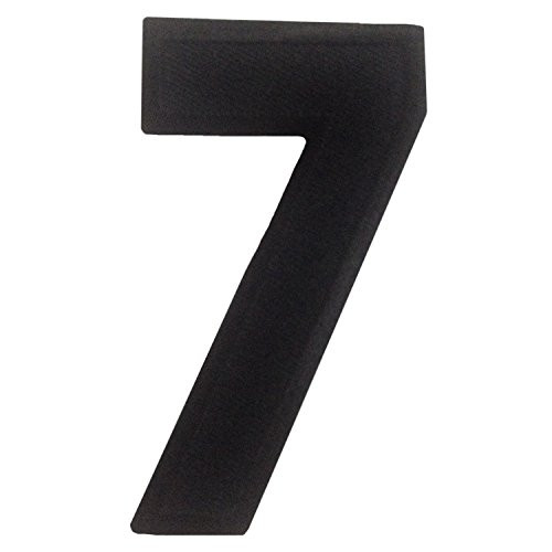 Number Character Iron on Patches Embroidered Black 7 Seven