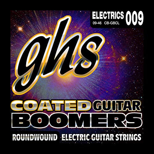 GHS Strings Coated Boomers, Nickel-Plated Electric Guitar Strings, Custom Light (.009.046) (CB-GBCL)