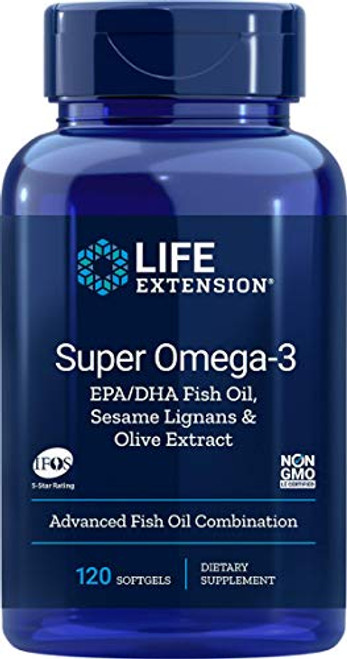 Life Extension Super Omega-3 EPA/DHA with Sesame Lignans & Olive Extract, 120 Softgels Life Extension Super Omega-3 EPA/DHA with Sesame Lignans & Olive Extract, 120 Softgels