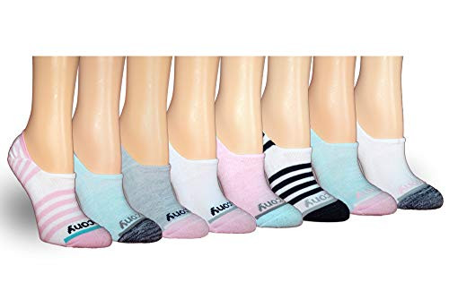 Saucony Women's Show Cushioned Invisible Liner Socks, Fashion Assorted (8 Pairs), Shoe Size: 6-10